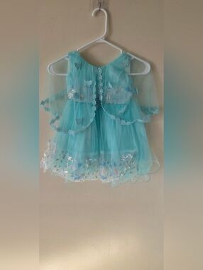 Sparkling Aqua Butterfly Tulle Kids Costume Dress